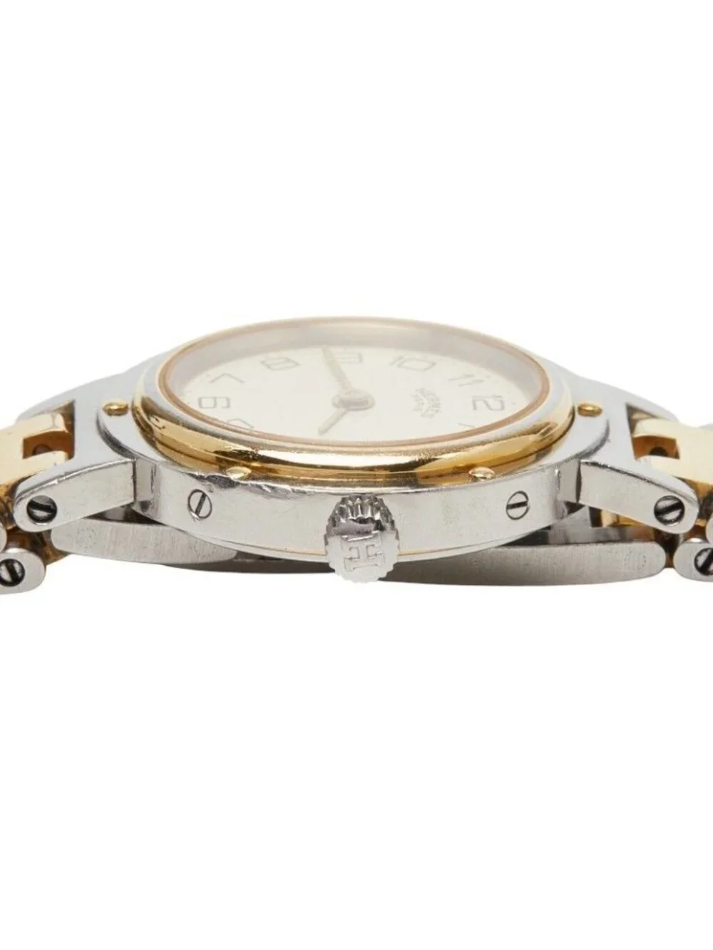 Hermes Clipper Watch Beige Gold Silver Stainless Steel